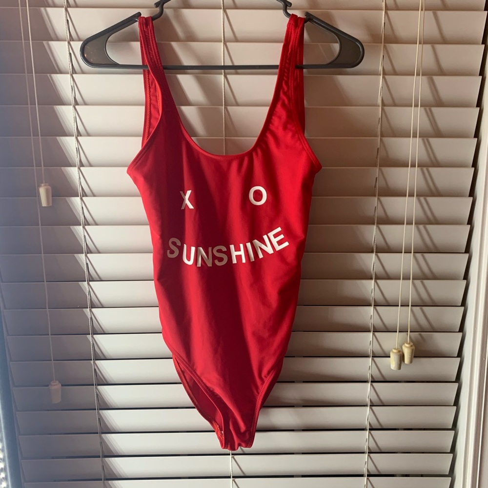Cute red bodysuit swim